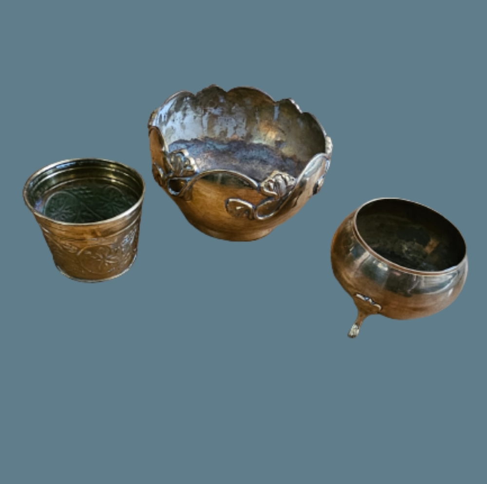 *Set of 3 Vintage Brass Planters